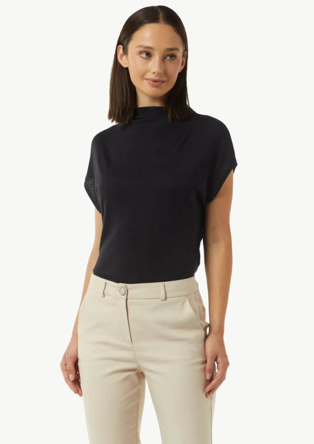 Strick-Shirt aus Lyocellmix mit Faltendetails-Comma Fashion