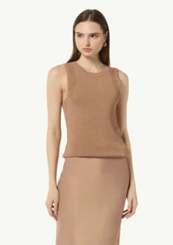 Stricktop aus Baumwollmix mit Rippblende-Comma Online