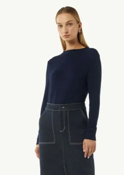 Strukturiertes Jerseyshirt mit Stehkragen-Comma Hot