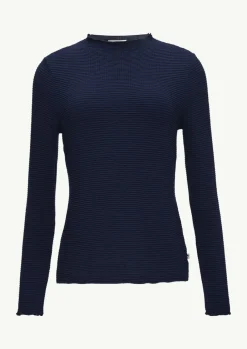 Strukturiertes Jerseyshirt mit Stehkragen-Comma Hot