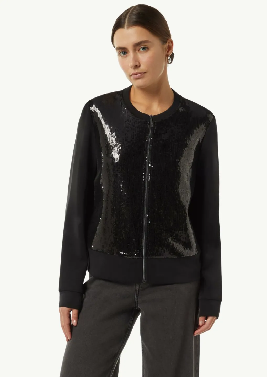 Sweat-Jacke mit Pailletten-Besatz-Comma Best