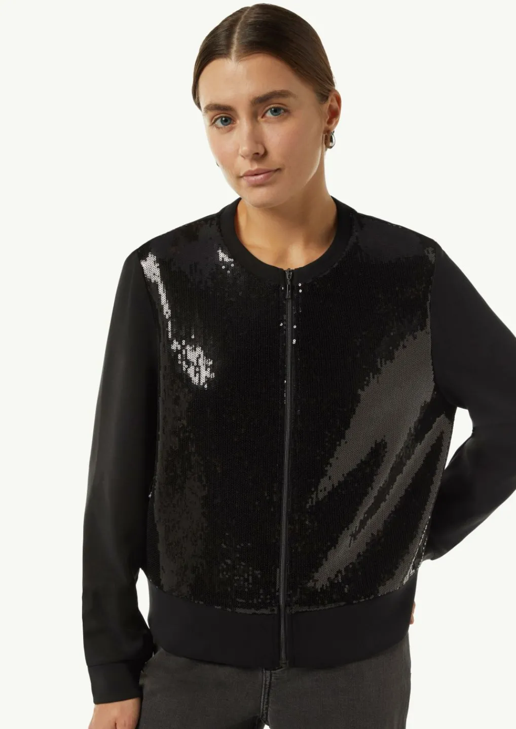 Sweat-Jacke mit Pailletten-Besatz-Comma Best