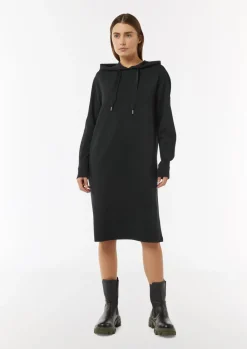 Sweat-Kleid mit Kapuze und Rückenprint-Comma New