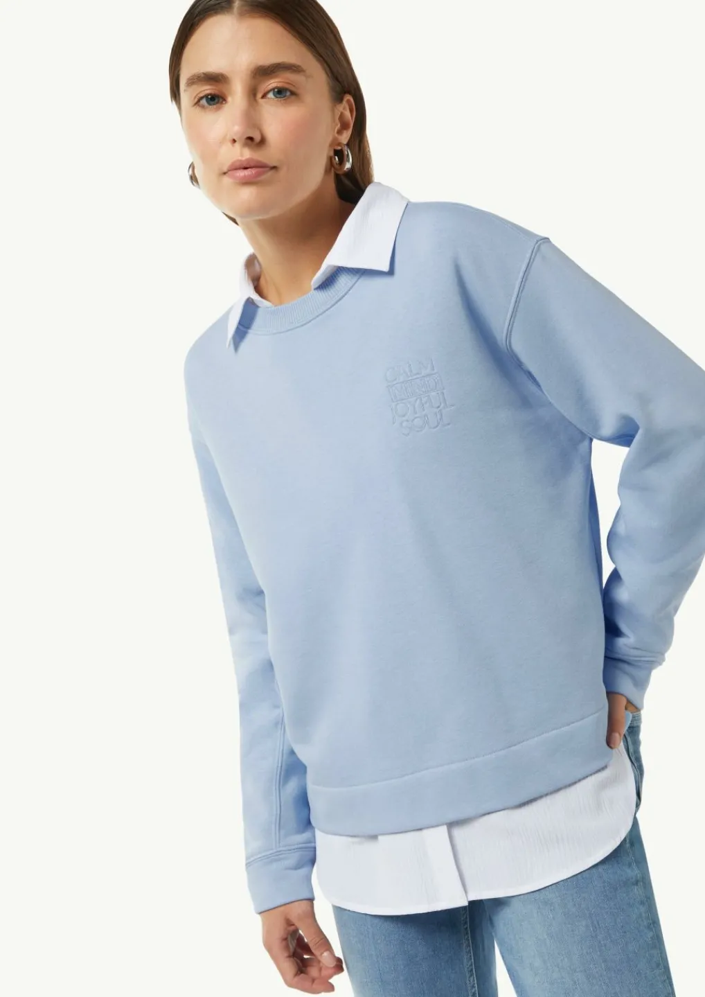 Sweatshirt aus Baumwollmix mit Stickerei-Comma New