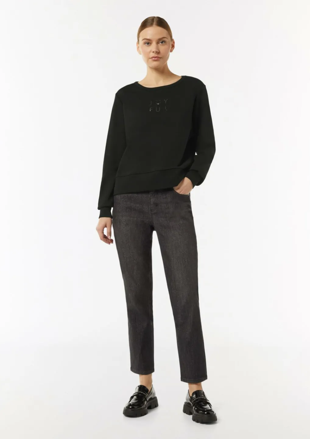 Sweatshirt mit Artwork und Rippbündchen-Comma Online