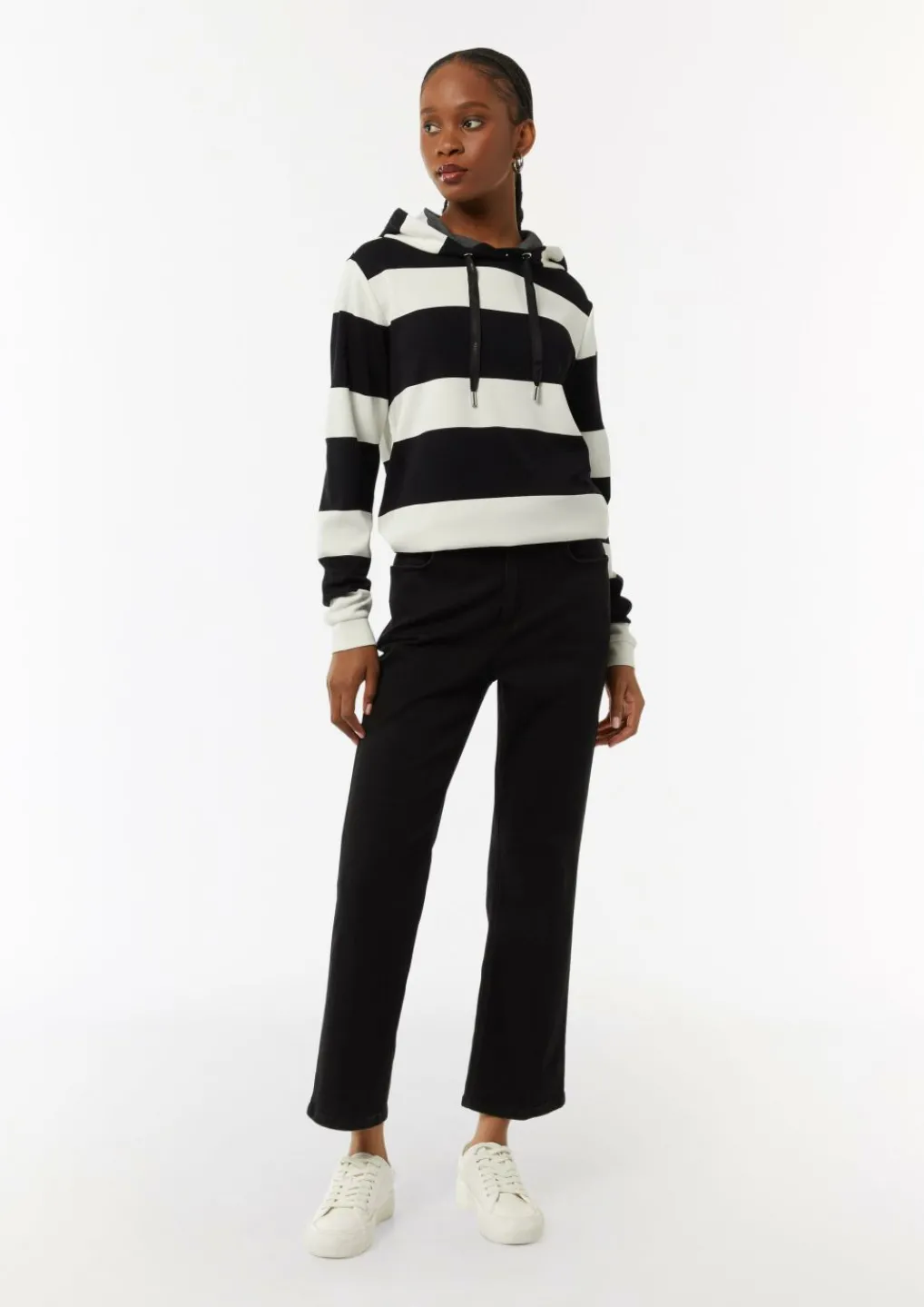 Sweatshirt mit Kapuze und Blockstreifen-Comma Clearance