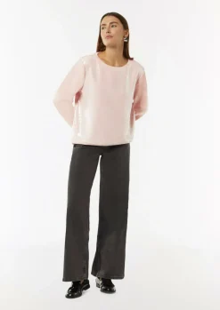 Sweatshirt mit Pailletten-Besatz-Comma Hot