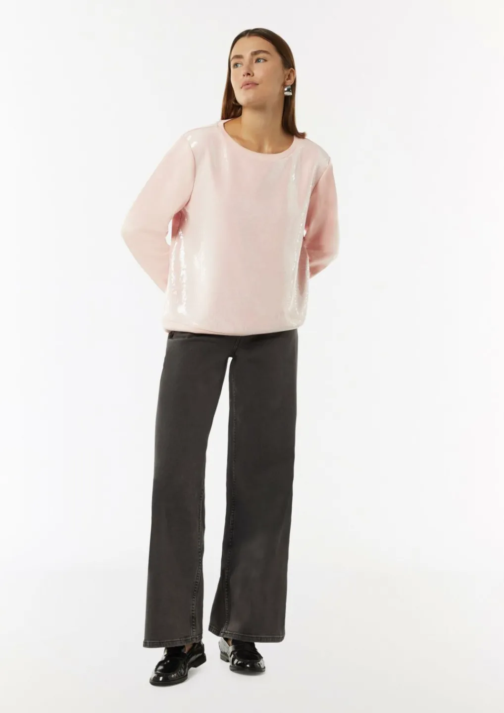 Sweatshirt mit Pailletten-Besatz-Comma Hot