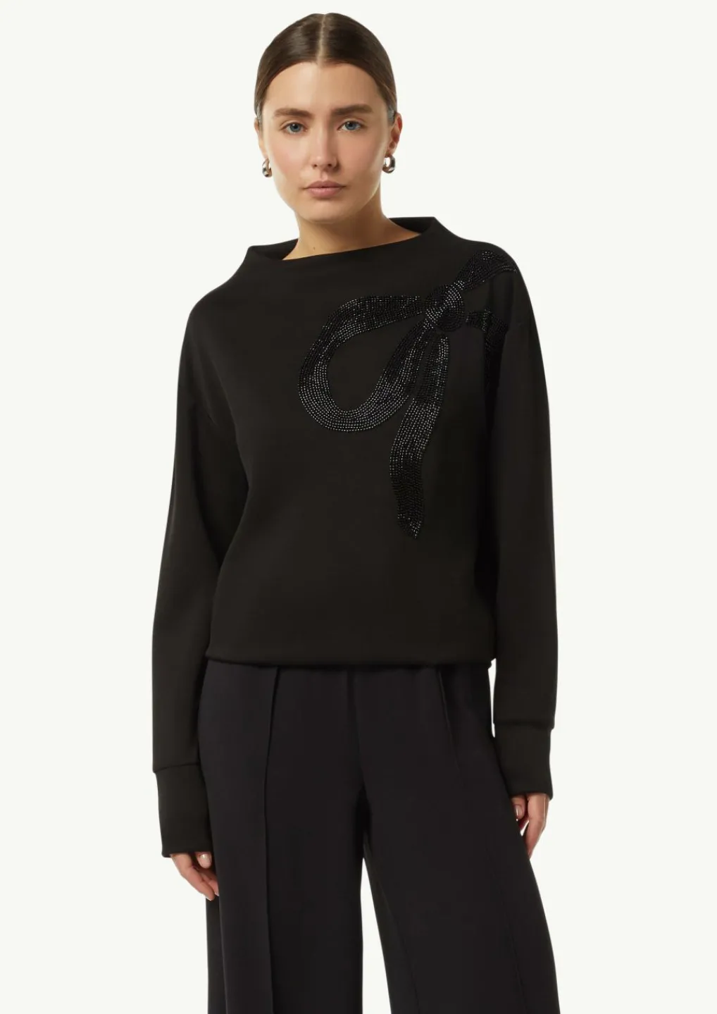 Sweatshirt mit Stehkragen und Schmuckperlen-Comma Sale