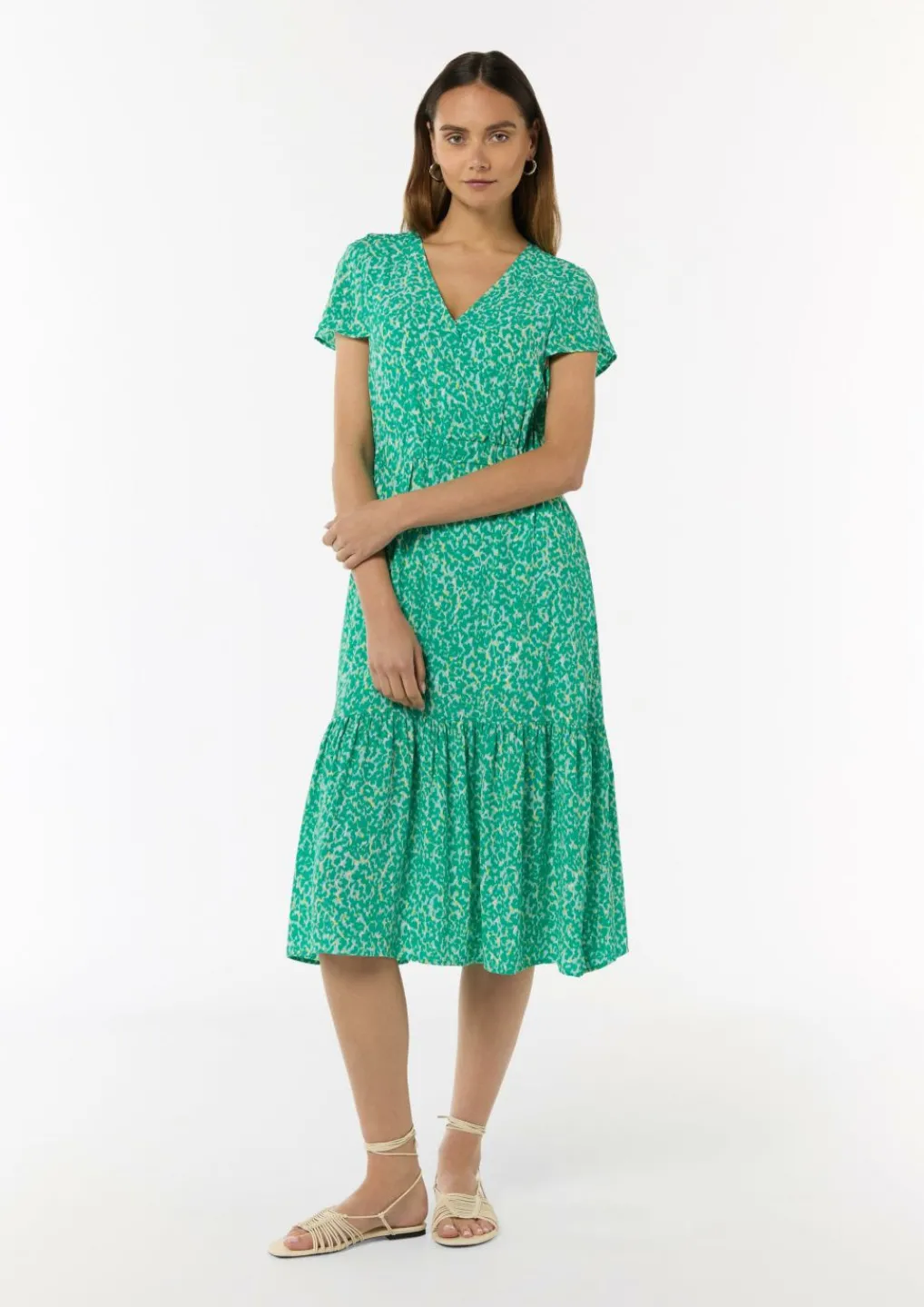 Tailliertes Kleid mit fixiertem Wickel-Oberteil-Comma New