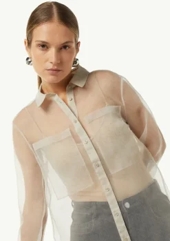 Transparente Hemdbluse aus Organza-Comma Online