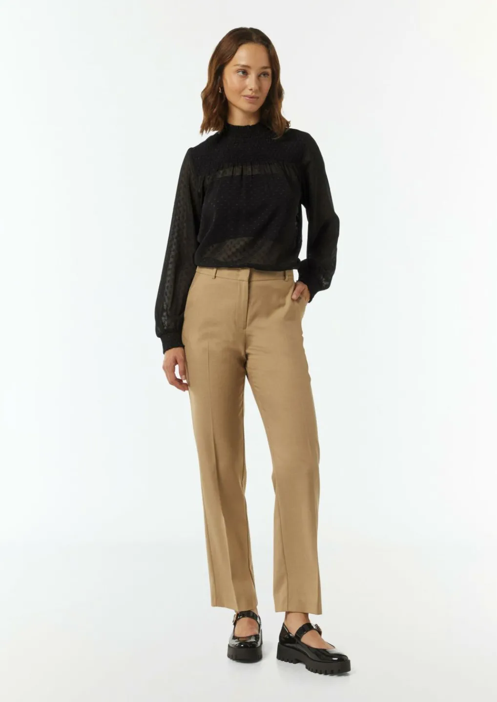 Transparente Jacquard-Bluse mit Smok-Detail-Comma Sale