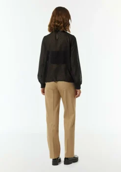Transparente Jacquard-Bluse mit Smok-Detail-Comma Sale
