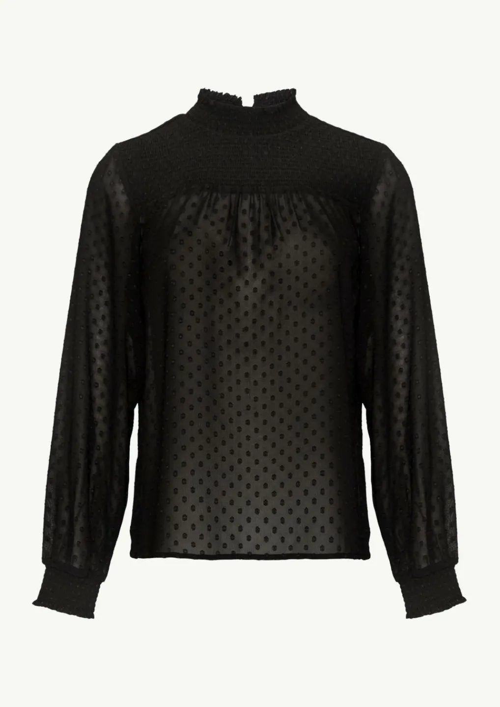 Transparente Jacquard-Bluse mit Smok-Detail-Comma Sale