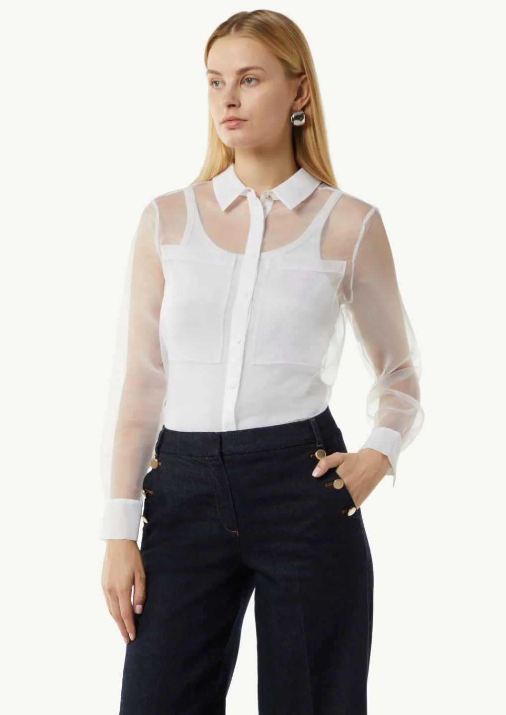Transparente Organza-Bluse mit aufgesetzten Taschen-Comma Discount