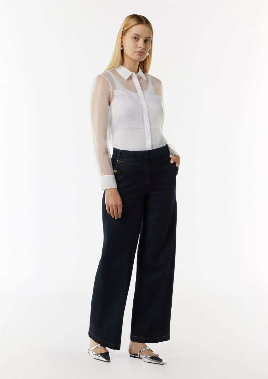 Transparente Organza-Bluse mit aufgesetzten Taschen-Comma Discount