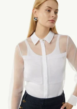 Transparente Organza-Bluse mit aufgesetzten Taschen-Comma Discount
