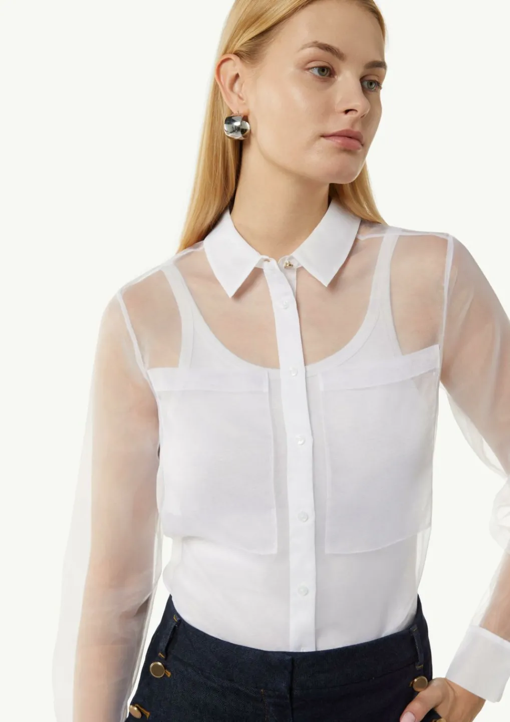 Transparente Organza-Bluse mit aufgesetzten Taschen-Comma Discount