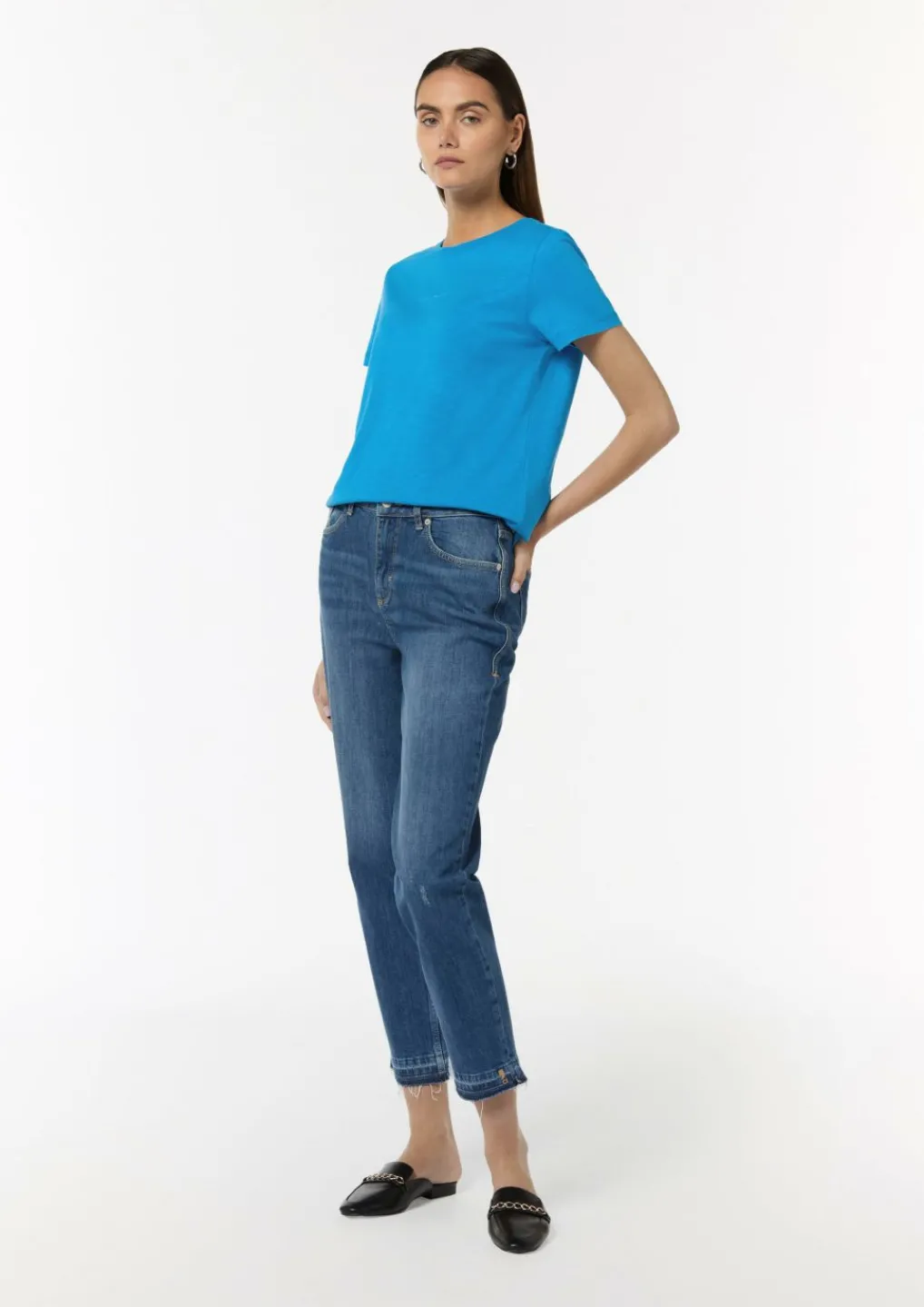 T-Shirt aus Baumwolle mit Print-Detail-Comma Discount