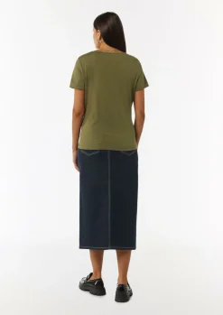 T-Shirt aus Baumwollmix mit Naht-Detail-Comma Hot