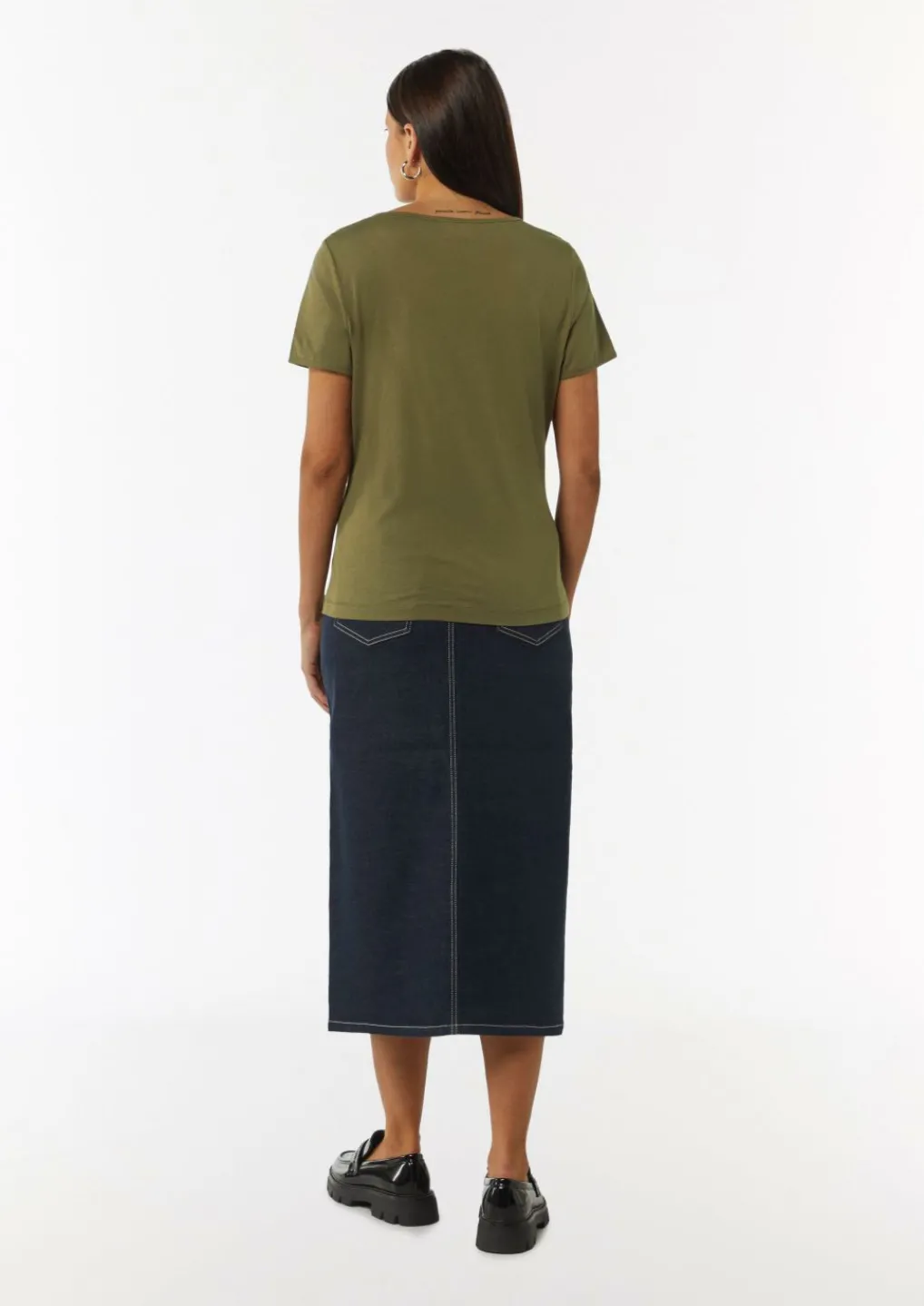 T-Shirt aus Baumwollmix mit Naht-Detail-Comma Hot