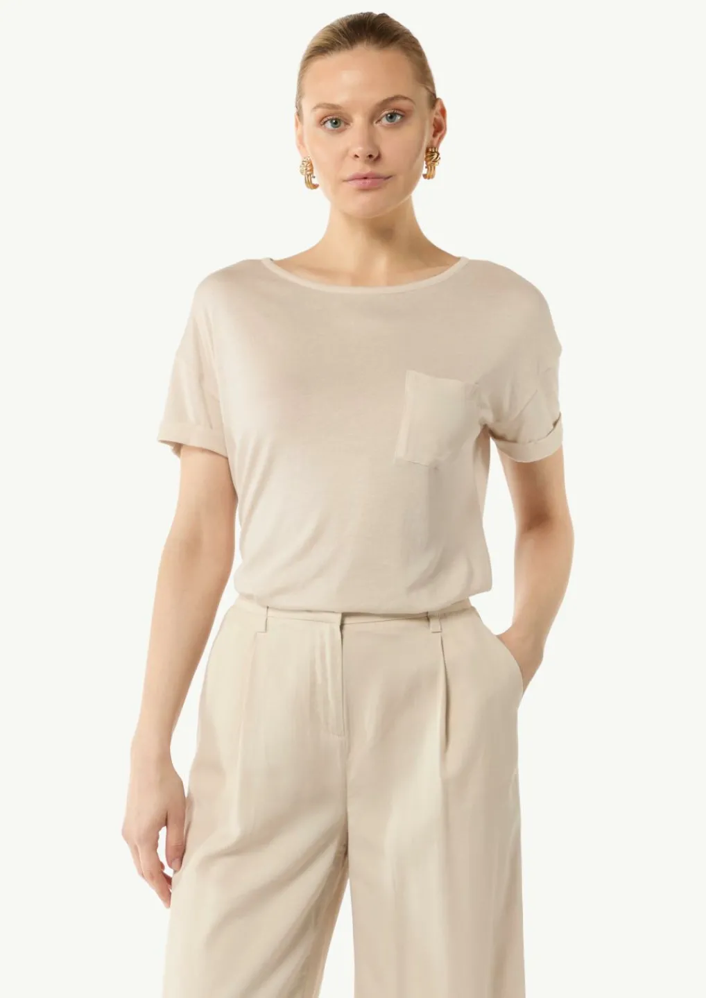 T-Shirt aus feinem Strickjersey-Comma Clearance