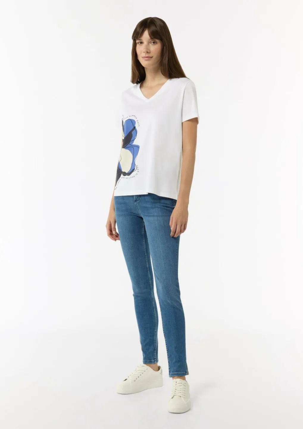 T-Shirt aus Jersey mit Front- und Rückenprint-Comma Clearance