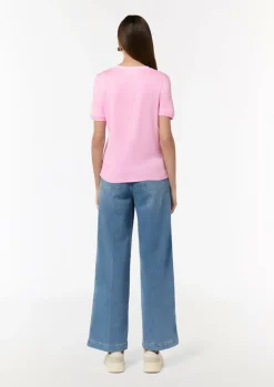 T-Shirt aus Materialmix mit Rippblende-Comma Fashion