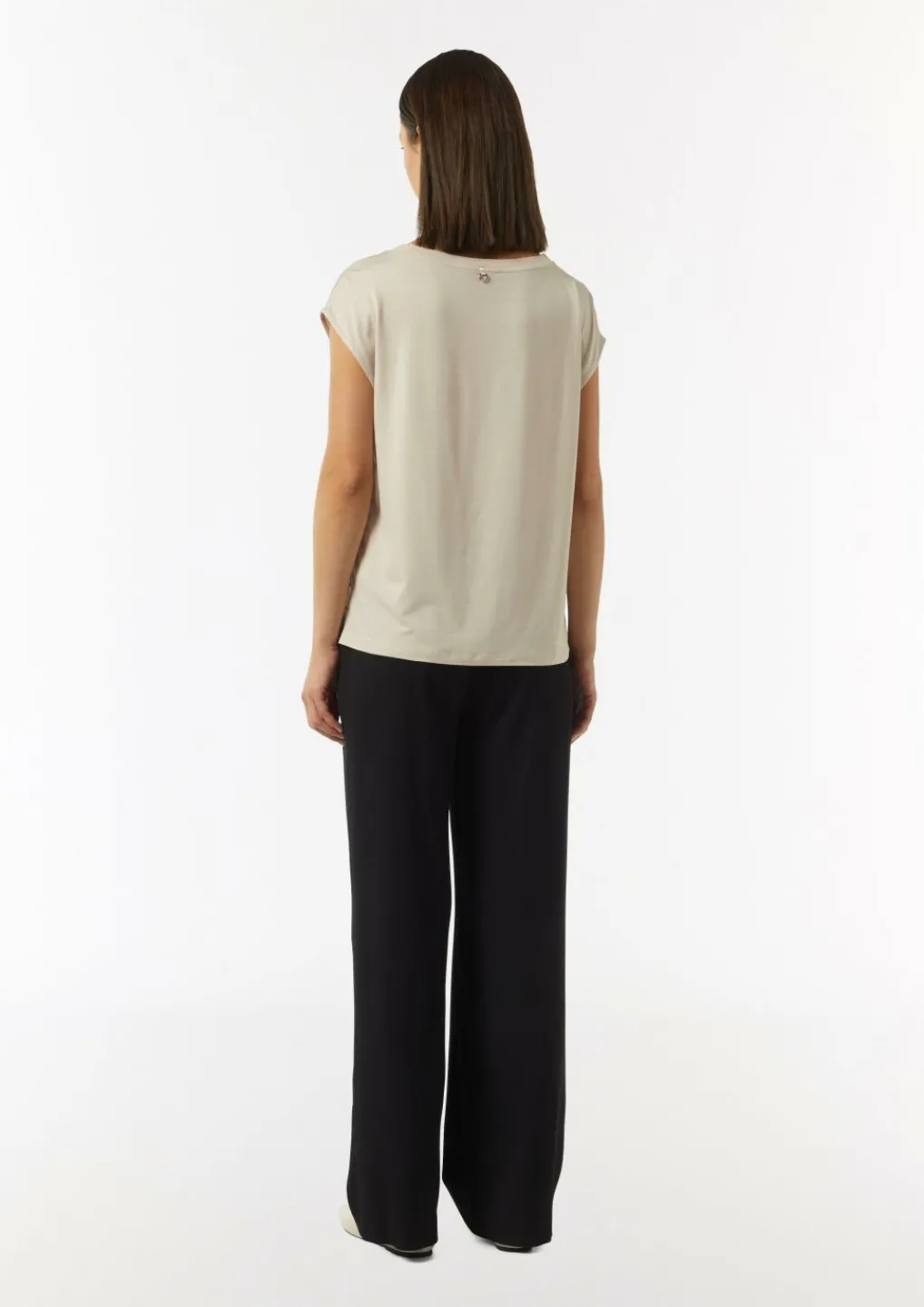 T-Shirt im Fabricmix mit Rippdetail-Comma Outlet