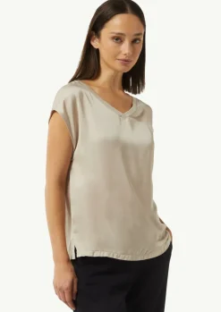 T-Shirt im Fabricmix mit Rippdetail-Comma Outlet