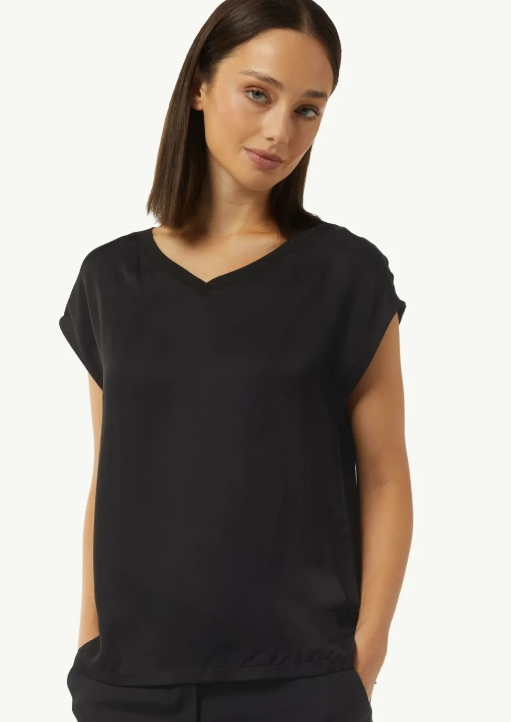 T-Shirt im Fabricmix mit Rippdetail-Comma Outlet