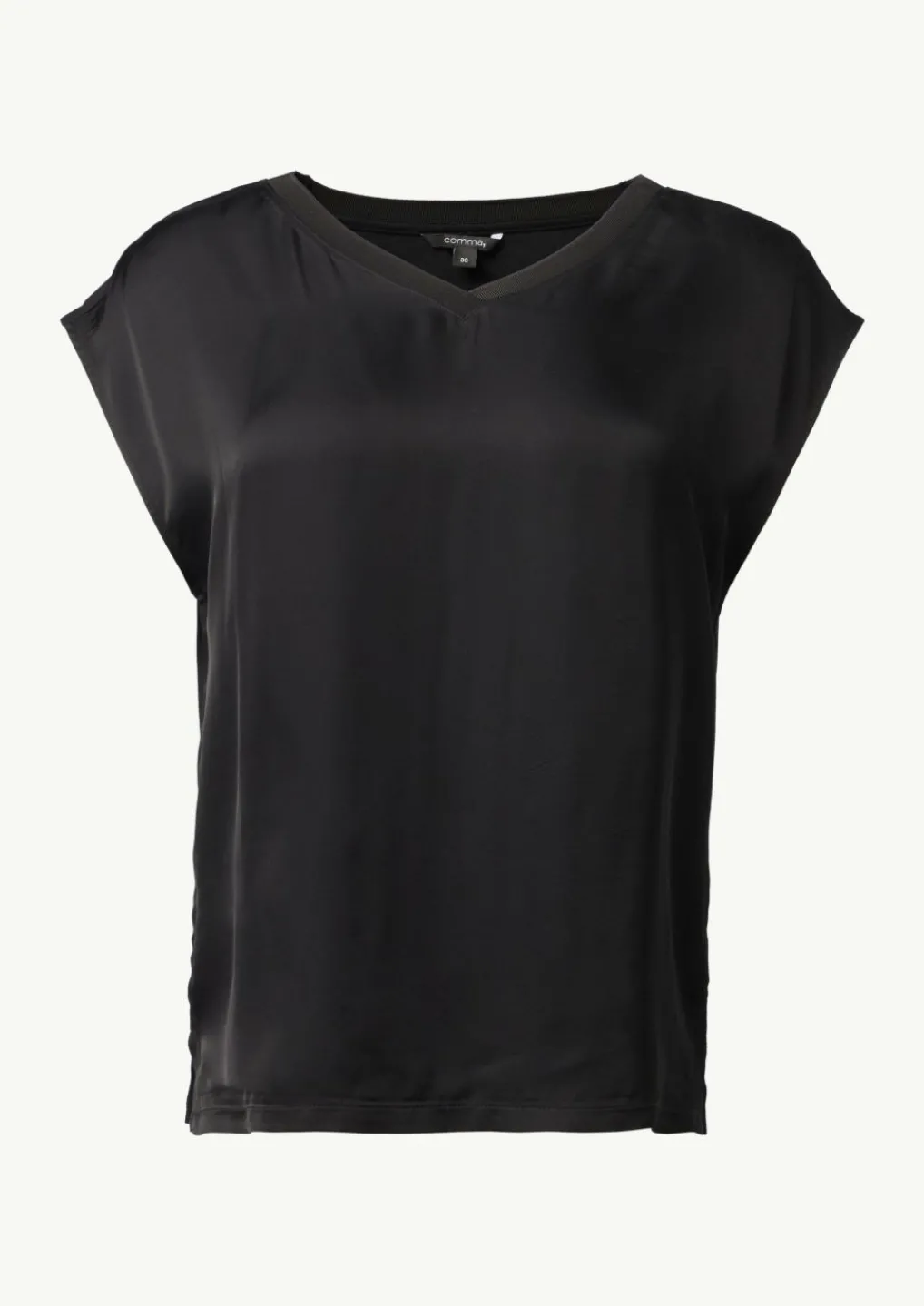 T-Shirt im Fabricmix mit Rippdetail-Comma Outlet