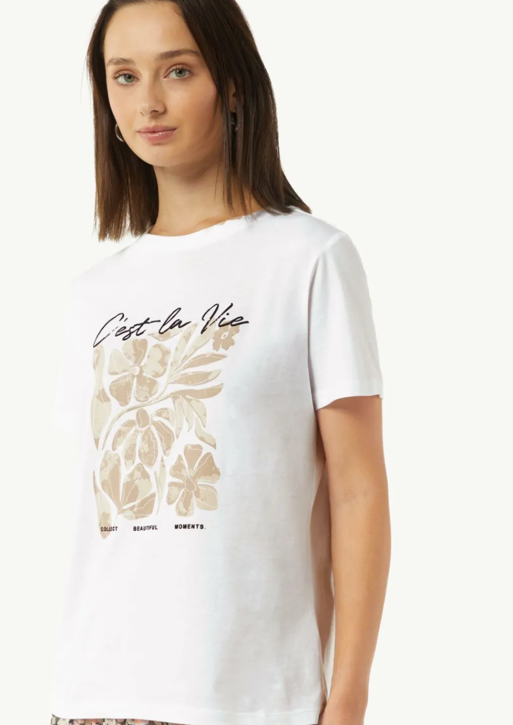 T-Shirt mit Artwork und Stickerei am Ausschnitt-Comma Fashion