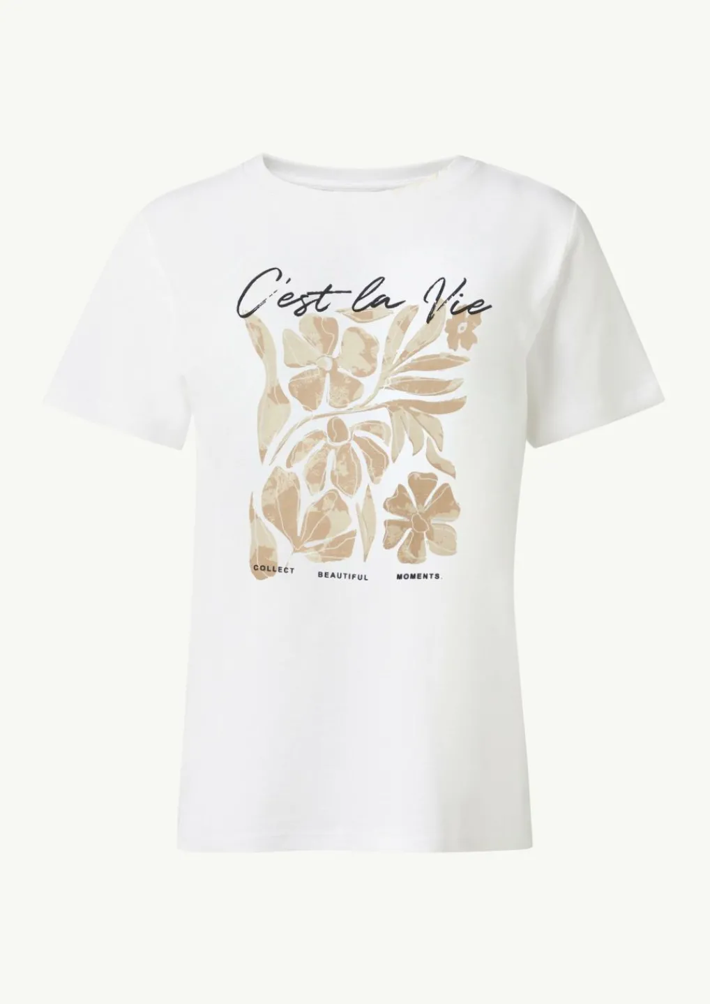 T-Shirt mit Artwork und Stickerei am Ausschnitt-Comma Fashion