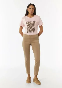 T-Shirt mit Artwork und Stickerei am Ausschnitt-Comma Sale