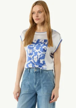 T-Shirt mit floralem Print-Comma Fashion
