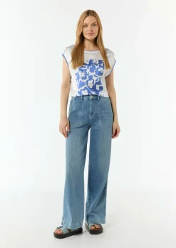 T-Shirt mit floralem Print-Comma Fashion