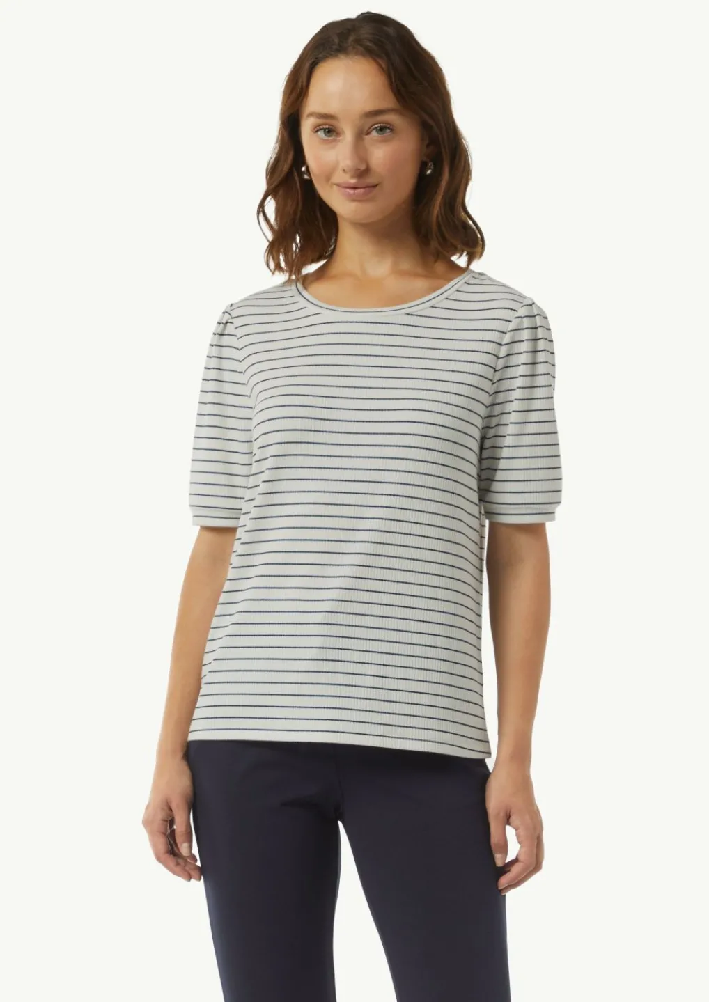 T-Shirt mit gestrickten Streifen aus Glitzergarn-Comma Hot