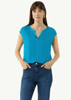 T-Shirt mit im Fabricmix mit Tunikaausschnitt-Comma New