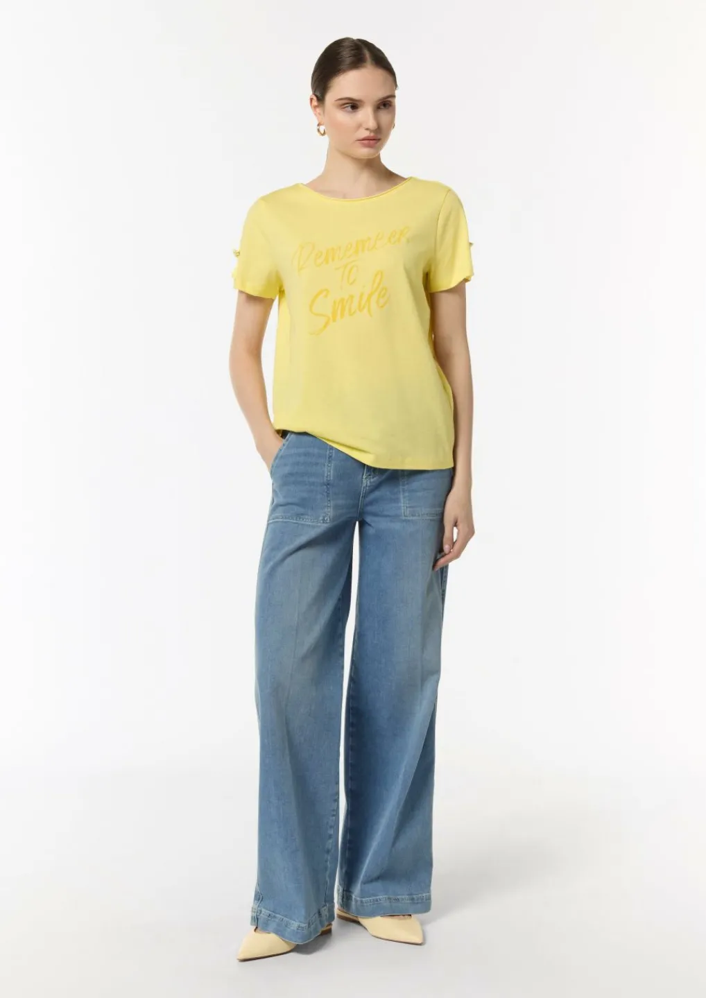 T-Shirt mit Logo-Tape auf den Schultern-Comma New