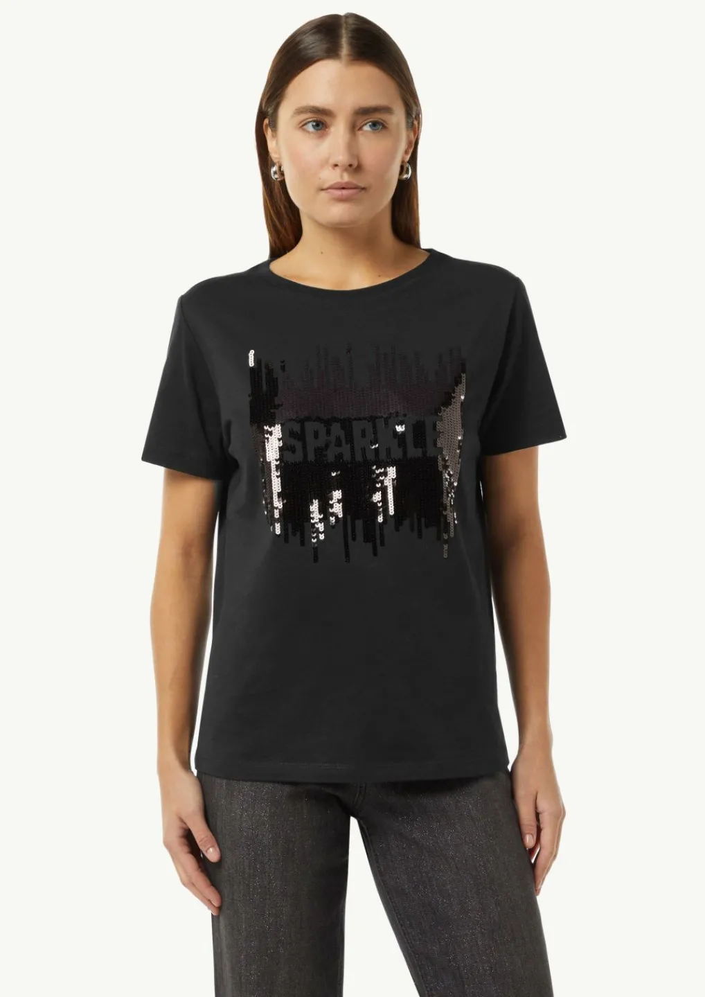 T-Shirt mit Pailletten-Artwork-Comma Hot