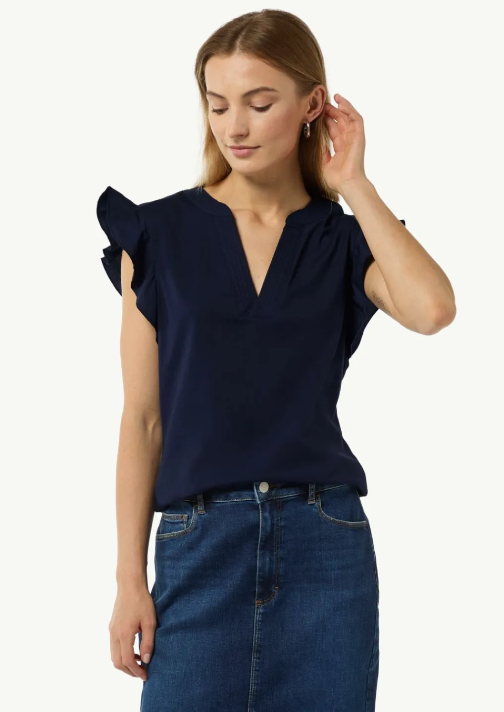 T-Shirt mit Volantärmel-Comma Sale