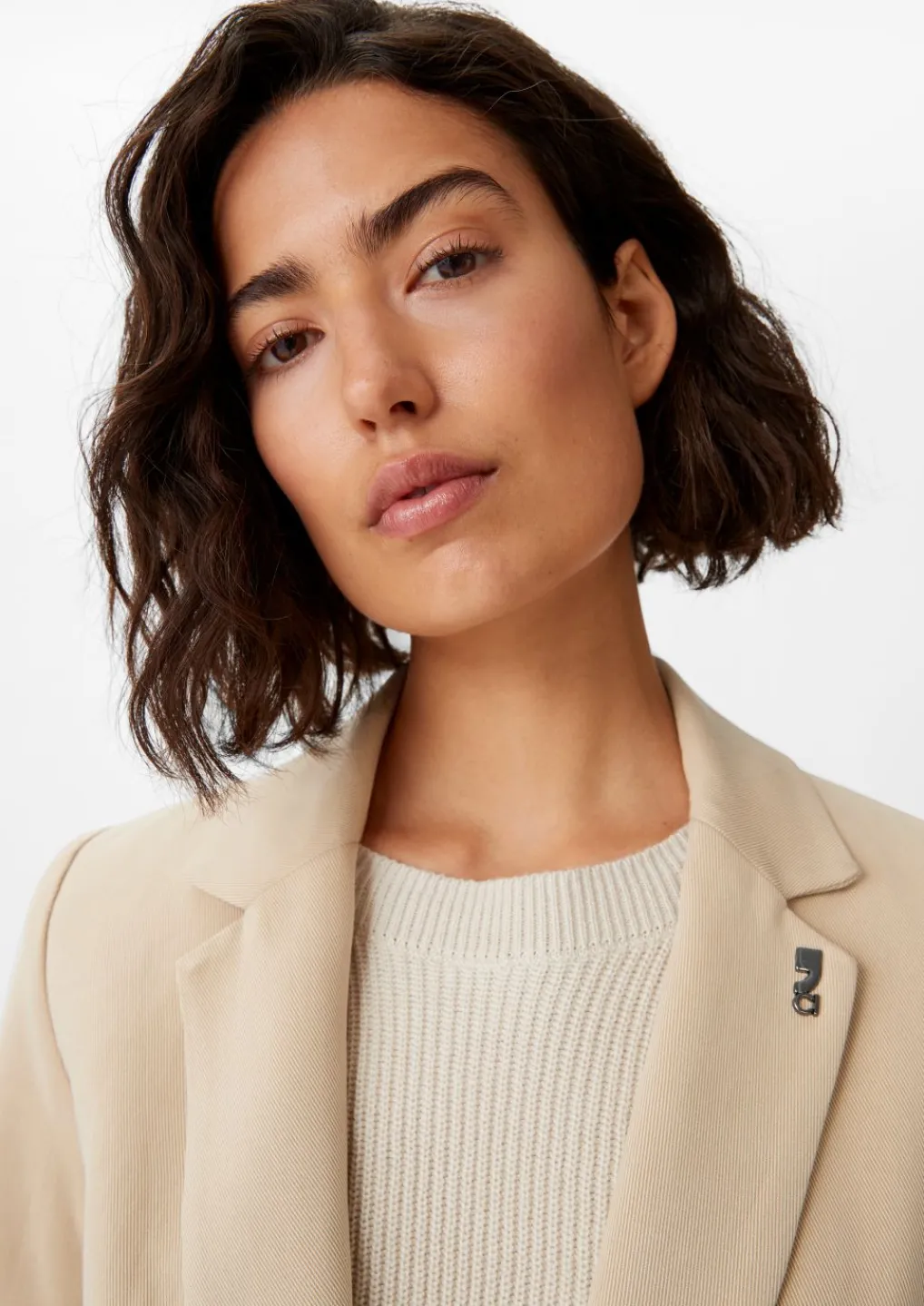 Twill-Blazer mit Logo-Detail-Comma Online