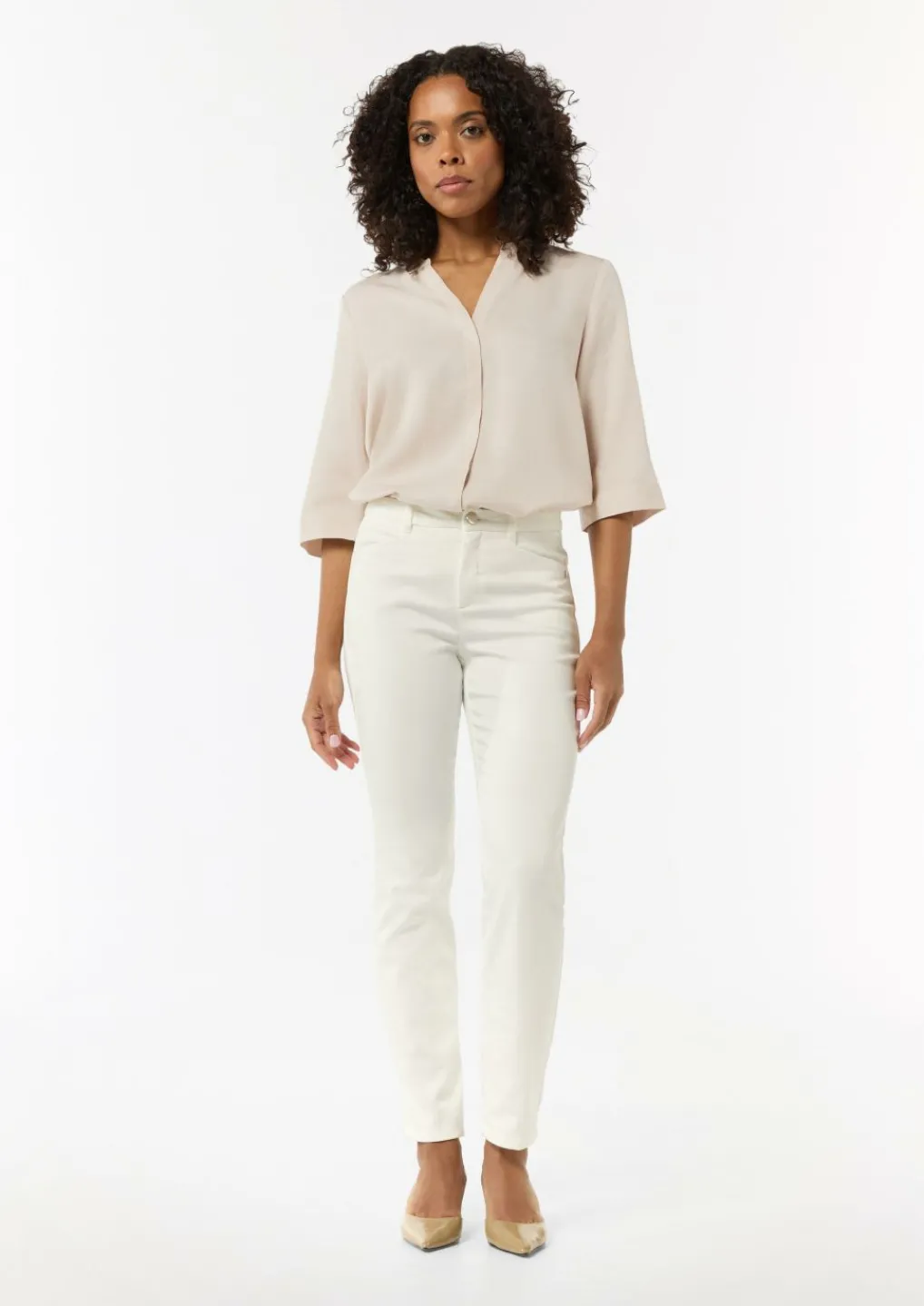 Twill-Bluse im Relaxed Fit mit Tunika-Ausschnitt-Comma Fashion