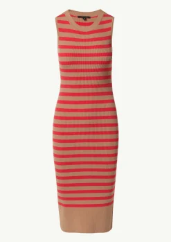 Ungefüttertes Feinstrick-Kleid mit Streifen und Rippblende-Comma New