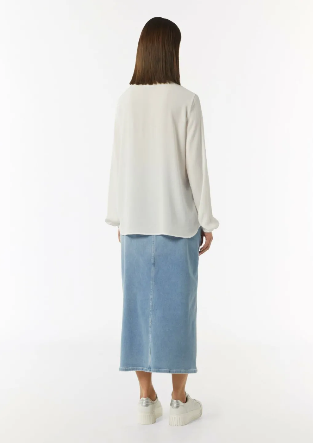 Viskose-Bluse mit Bindedetail am Ausschnitt-Comma Sale