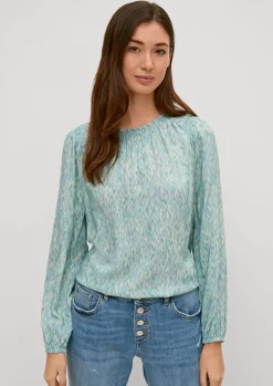 Viskosebluse mit Smok-Details-Comma Discount