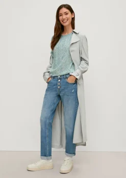 Viskosebluse mit Smok-Details-Comma Discount