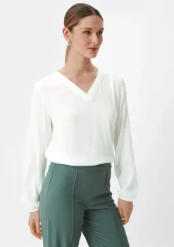 Viskosebluse mit V-Ausschnitt-Comma Fashion