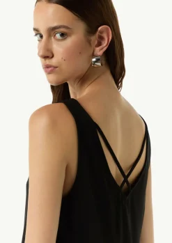 V-Neck-Shirt aus Jersey mit gekreuzten Trägern-Comma Hot